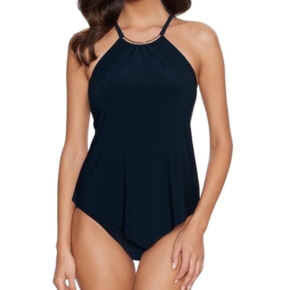 Magicsuit Halo Effect Angelika Tankini Top Black Women's Size 10 New With Tags - Picture 1 of 10